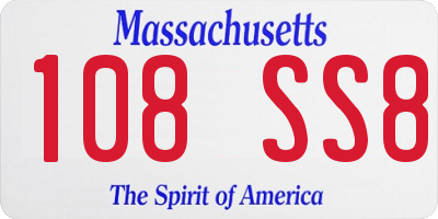 MA license plate 108SS8