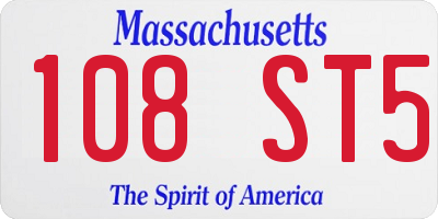 MA license plate 108ST5