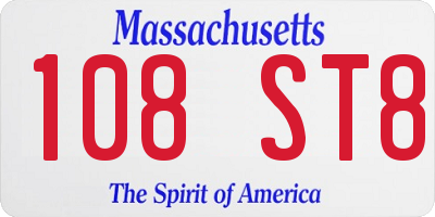 MA license plate 108ST8