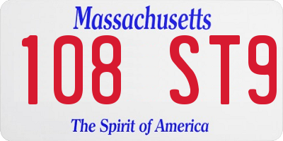 MA license plate 108ST9