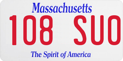 MA license plate 108SU0