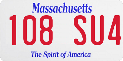 MA license plate 108SU4