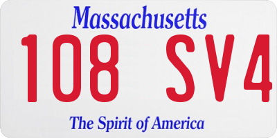MA license plate 108SV4