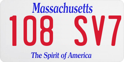 MA license plate 108SV7