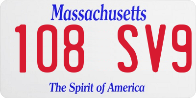 MA license plate 108SV9