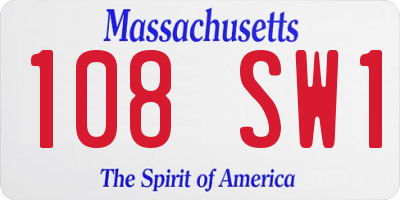 MA license plate 108SW1
