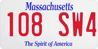 MA license plate 108SW4