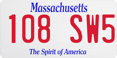 MA license plate 108SW5