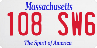 MA license plate 108SW6