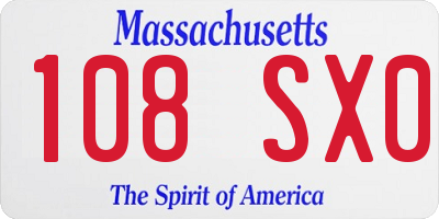 MA license plate 108SX0