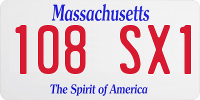 MA license plate 108SX1