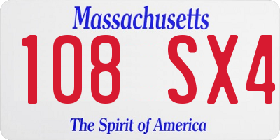 MA license plate 108SX4