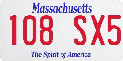 MA license plate 108SX5