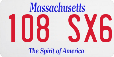 MA license plate 108SX6