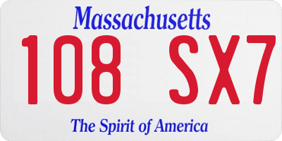 MA license plate 108SX7