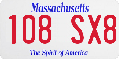MA license plate 108SX8