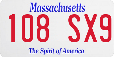 MA license plate 108SX9