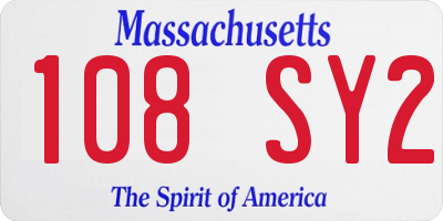 MA license plate 108SY2