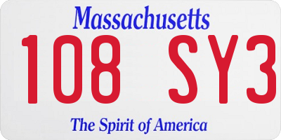 MA license plate 108SY3