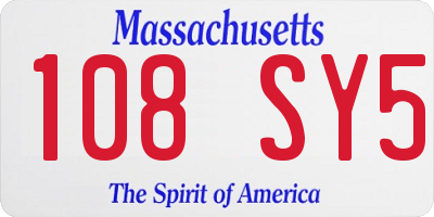 MA license plate 108SY5