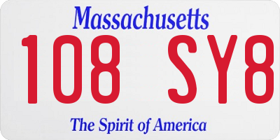 MA license plate 108SY8