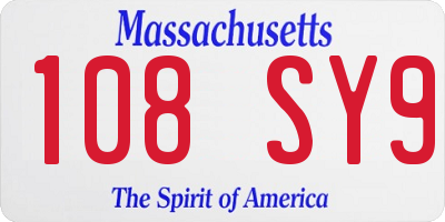MA license plate 108SY9