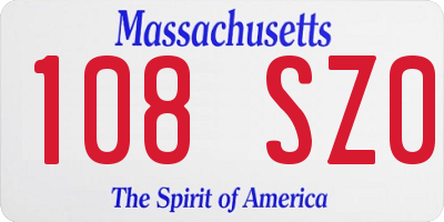 MA license plate 108SZ0