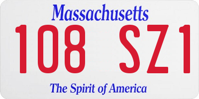 MA license plate 108SZ1