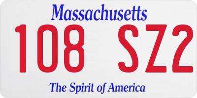 MA license plate 108SZ2