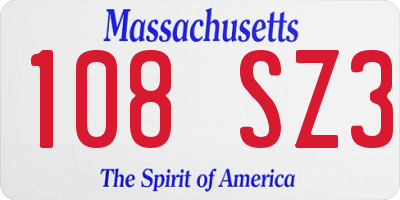 MA license plate 108SZ3