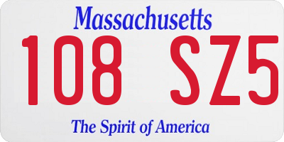 MA license plate 108SZ5