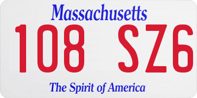 MA license plate 108SZ6
