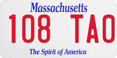 MA license plate 108TA0