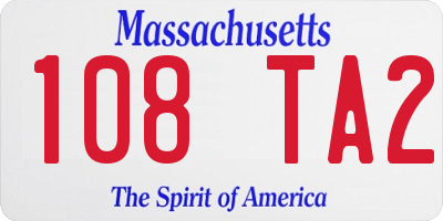 MA license plate 108TA2
