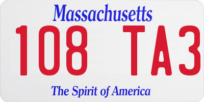 MA license plate 108TA3