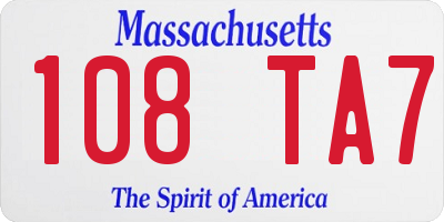 MA license plate 108TA7