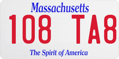 MA license plate 108TA8