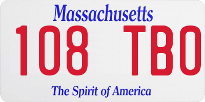 MA license plate 108TB0