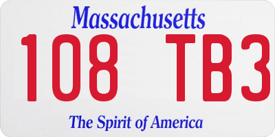 MA license plate 108TB3
