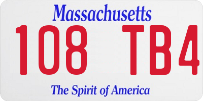 MA license plate 108TB4