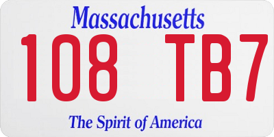 MA license plate 108TB7