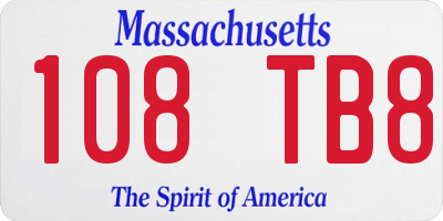 MA license plate 108TB8