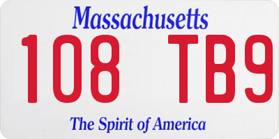 MA license plate 108TB9