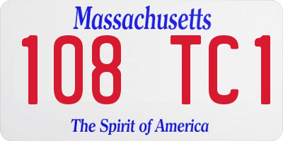 MA license plate 108TC1