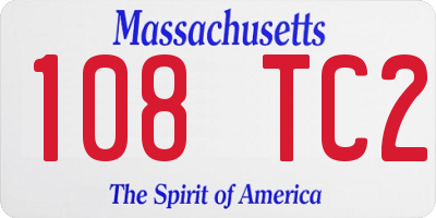 MA license plate 108TC2
