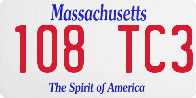 MA license plate 108TC3
