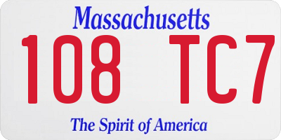 MA license plate 108TC7
