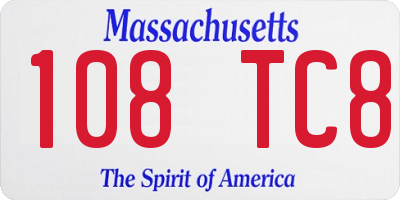 MA license plate 108TC8