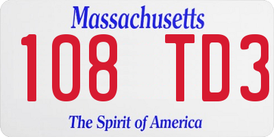 MA license plate 108TD3