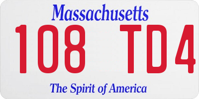 MA license plate 108TD4